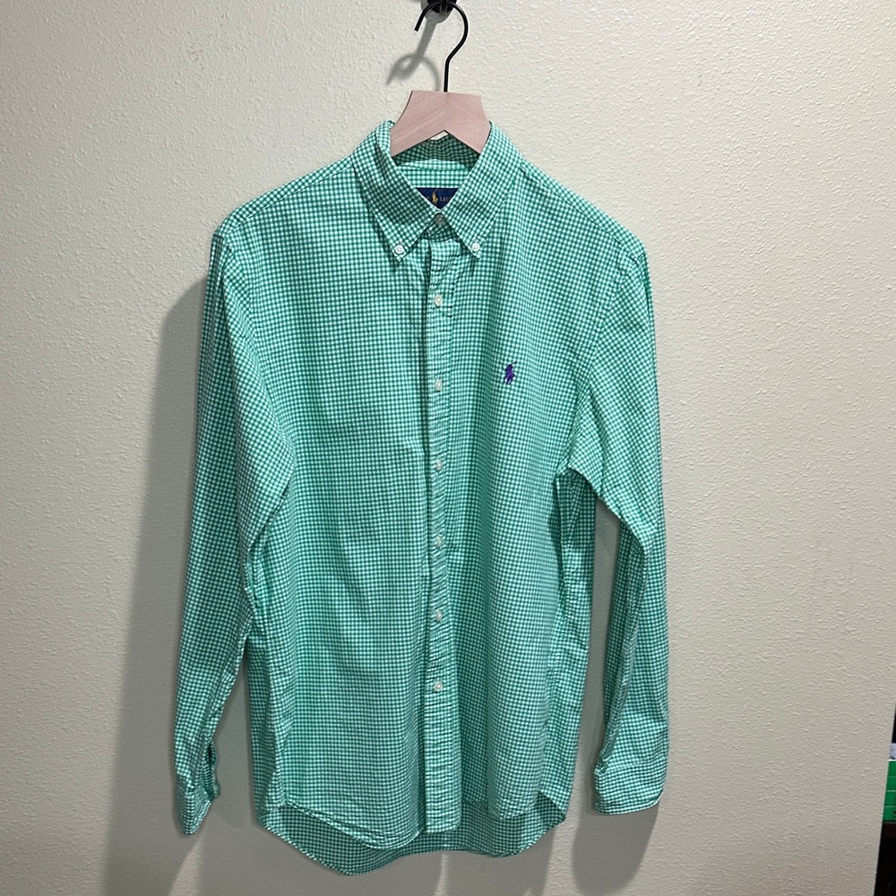 Ralph Lauren Size Medium Green Checkered Casual Shirt
